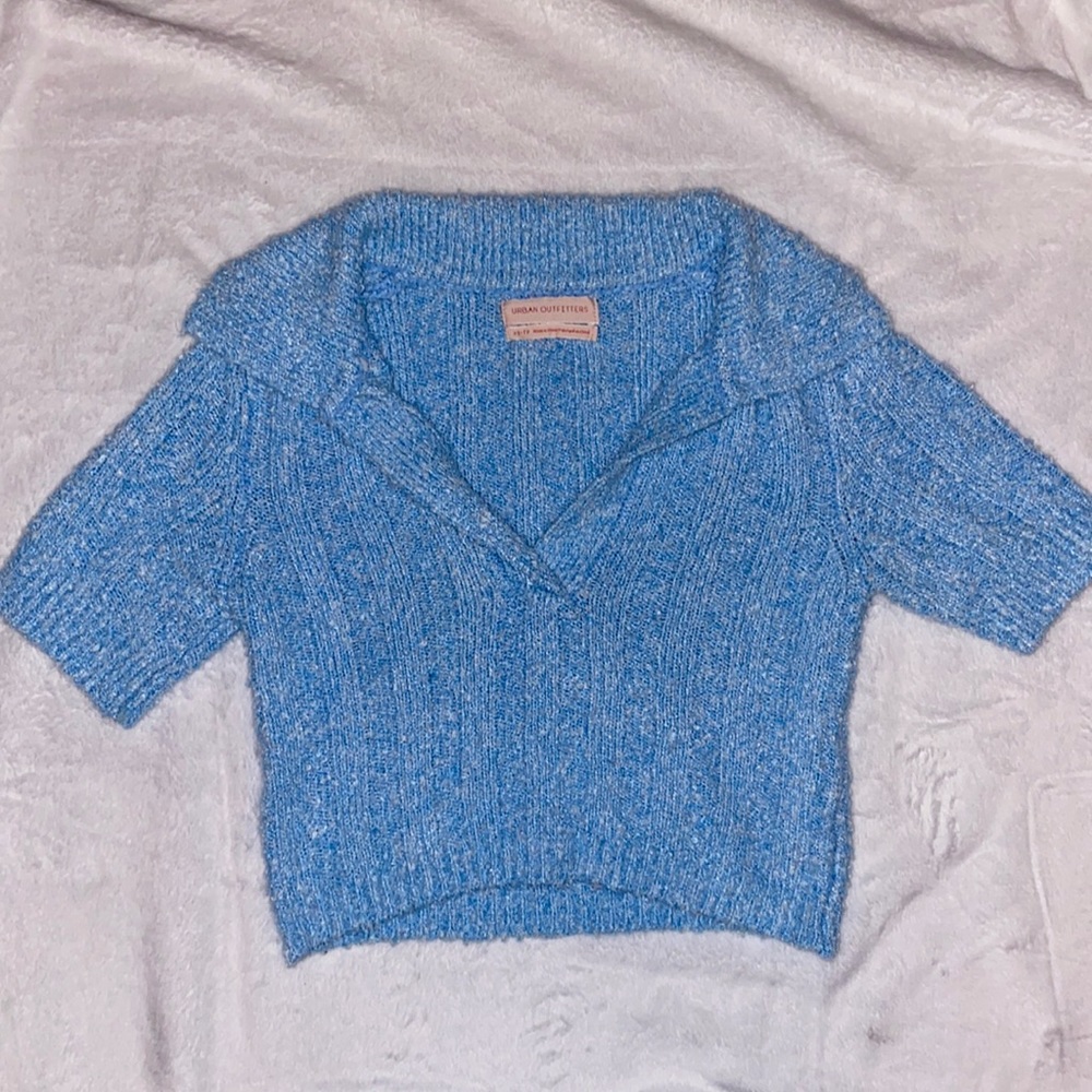 Urban outfitters blue fuzzy crop top